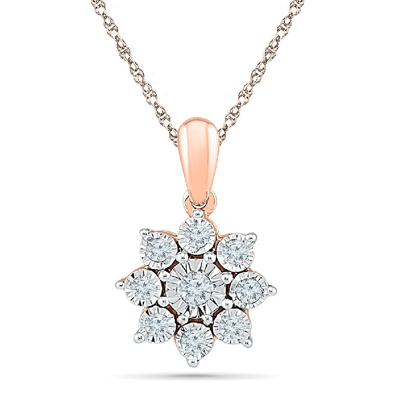 cute necklaces for women -9ct Rose Gold 0.10ct Diamond Star Necklace