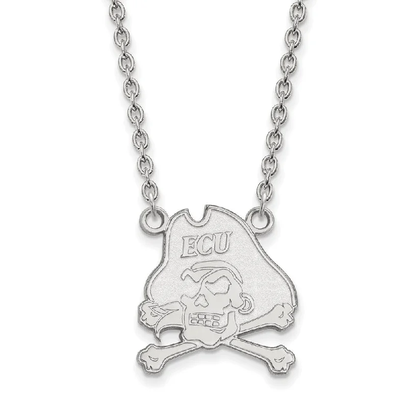 diamond necklaces for brides -14k White Gold East Carolina U Large Pirate Pendant Necklace