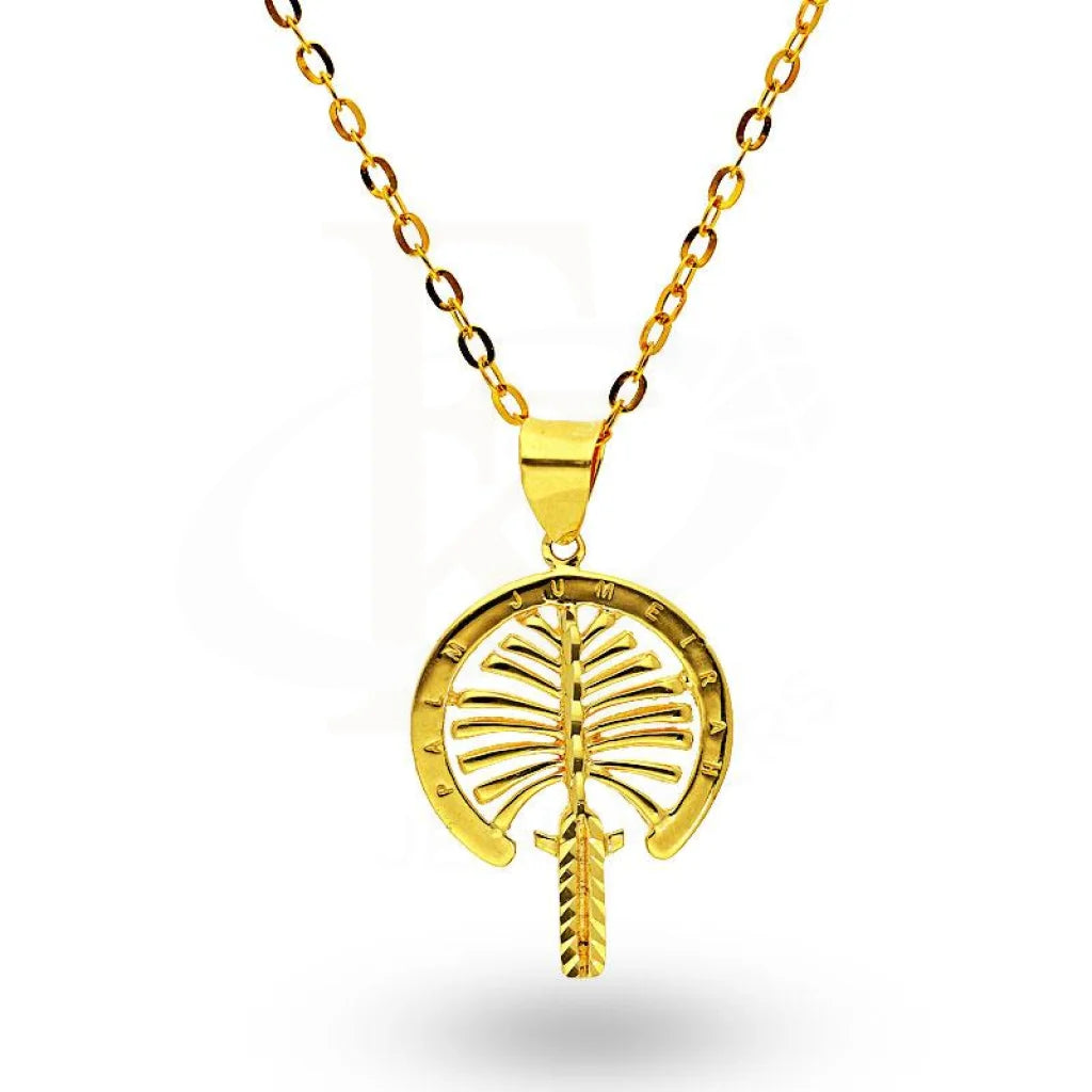 meaningful necklaces for women -Gold Necklace (Chain with Palm Tree Pendant) 18KT - FKJNKL18K2044