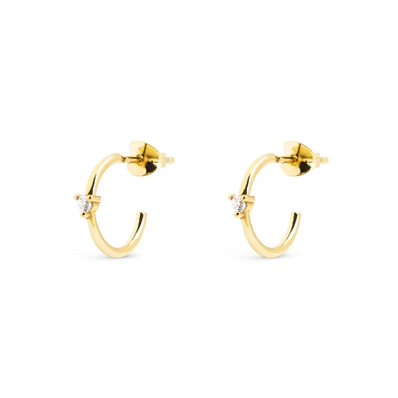 pearl stud earrings for women -Mid Spark Hoop Gold Earrings