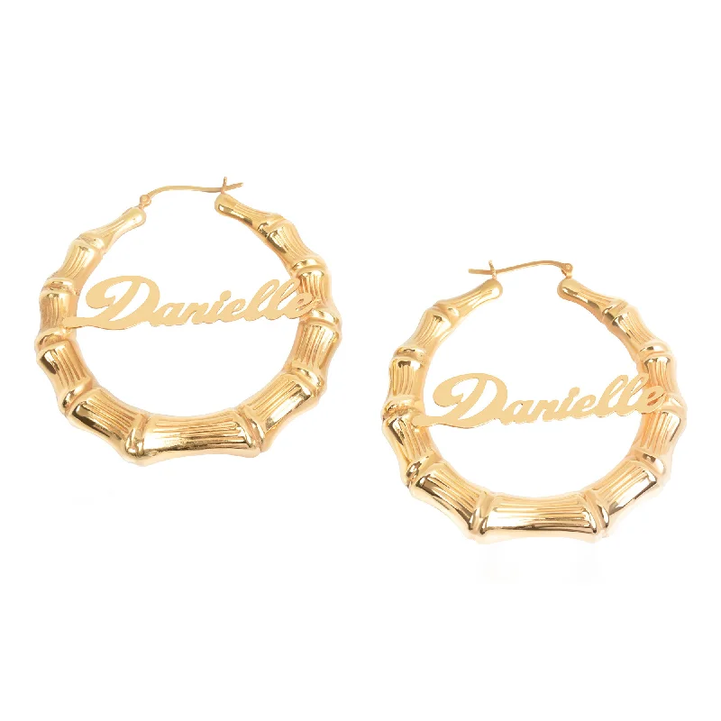 matching earrings and bracelet sets -THE BAMBOO NAME HOOPS