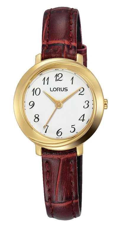 LORUS LADIES GOLD CASE BROWN LEATHER BAND