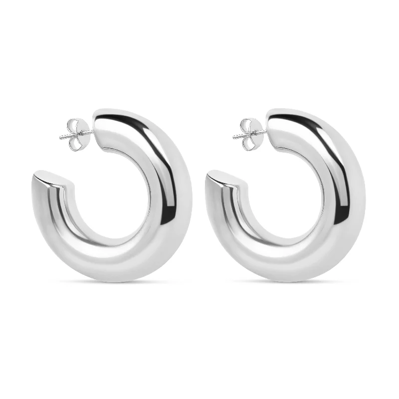 handmade earrings for women -The Large Silver Hailey Hoops