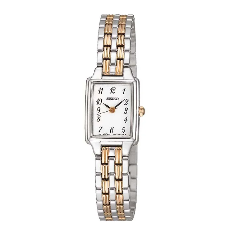 Seiko Ladies Rectangle Two Tone Watch Model SXGL61P-9