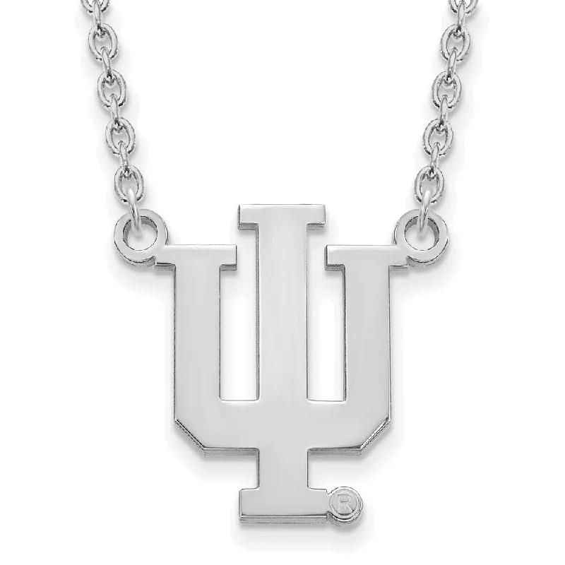 luxury necklaces for women -14k White Gold Indiana U Large 'IU' Pendant Necklace