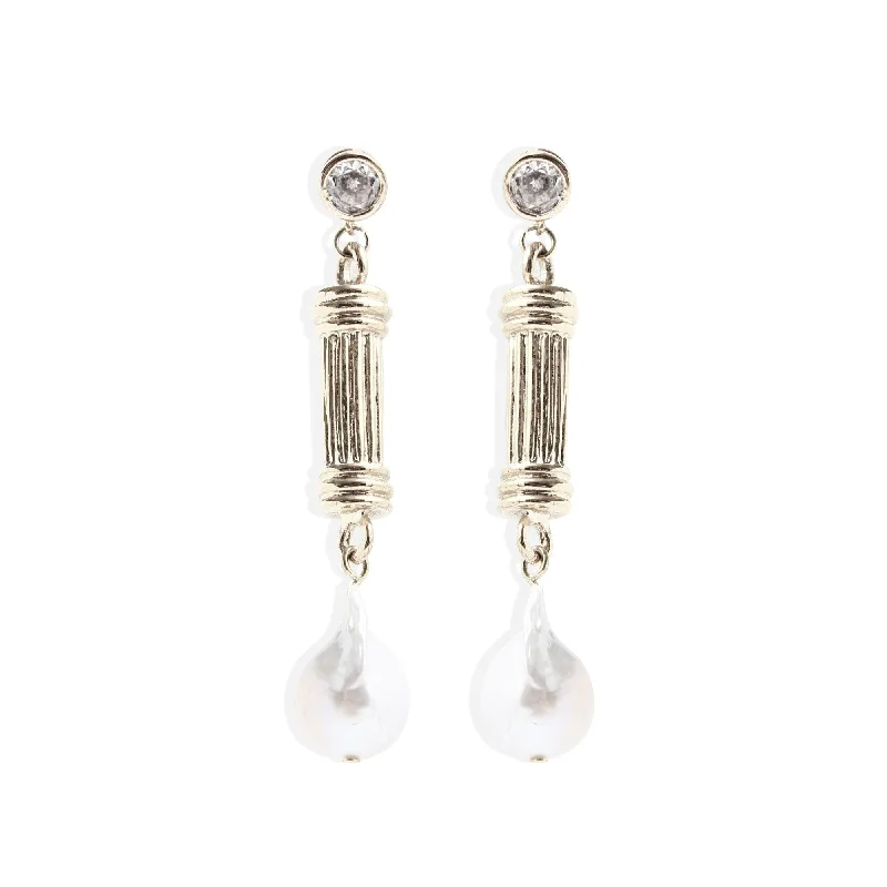 round drop earrings for women -LILA Pearl Earrings - Silver