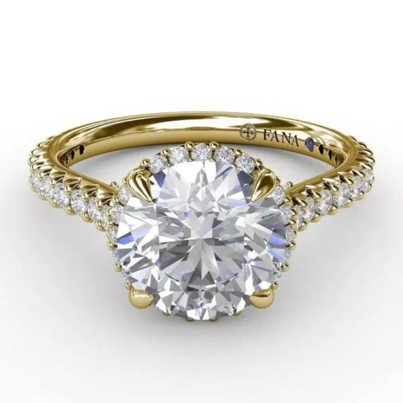 vintage-inspired engagement rings for women -Contemporary Round Diamond Halo Engagement Semi-Mount Ring With Geometric Details